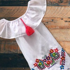 Handmade Girls Embroidered Mexican Dress - Size 4  Handmade in Mexico